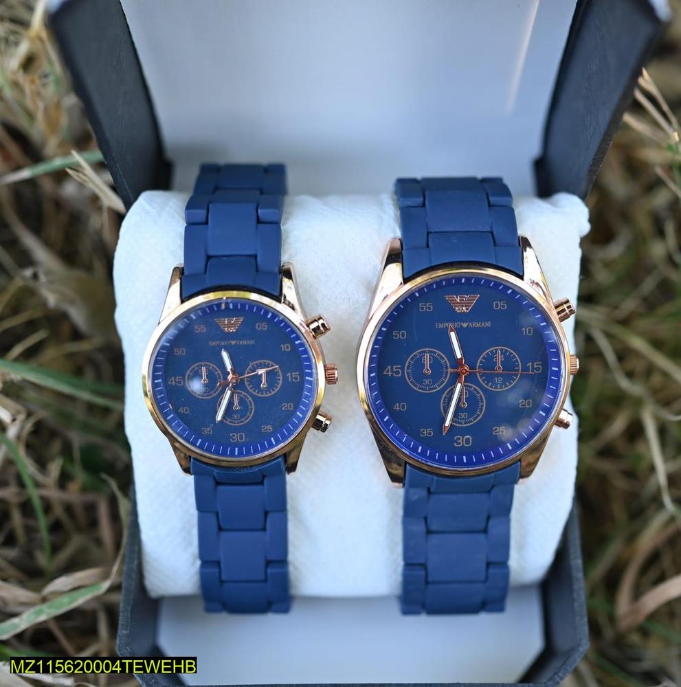 Elegant Couple Watch Set | Matching Men’s & Women’s Wristwatches | Stylish Analog Timepieces for Couples – 2 Pc Gift Set black colour