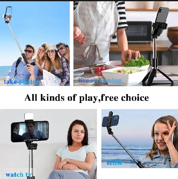 Portable Selfie Stick & LED Stand – Wireless