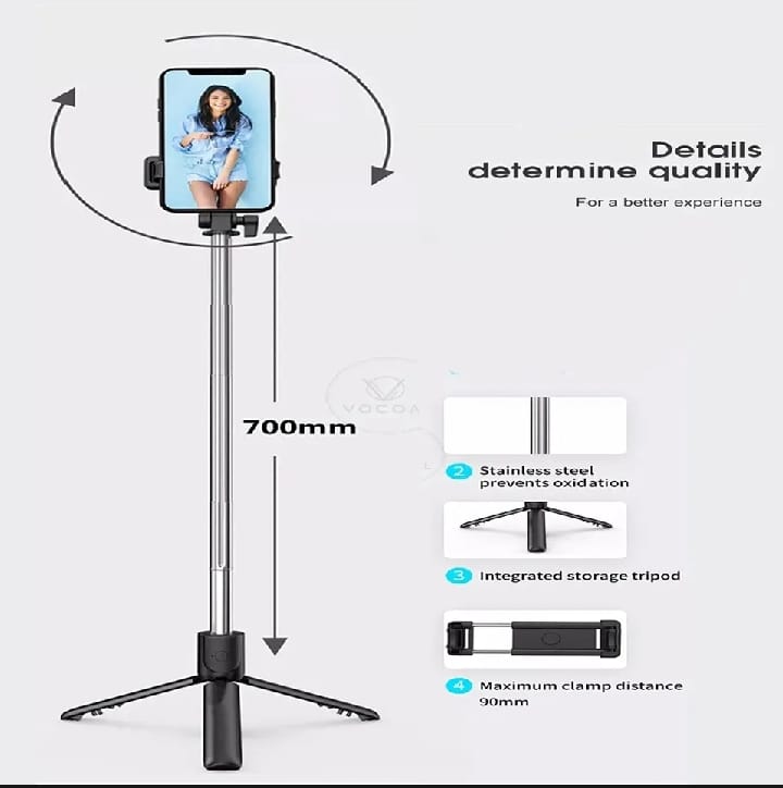 Portable Selfie Stick & LED Stand – Wireless
